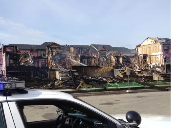The McKenzie Towne construction site the morning after the fire