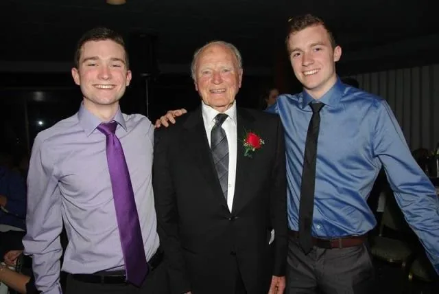 Ken McKinnon with his grandchildren Kevin and Ben in 2015
