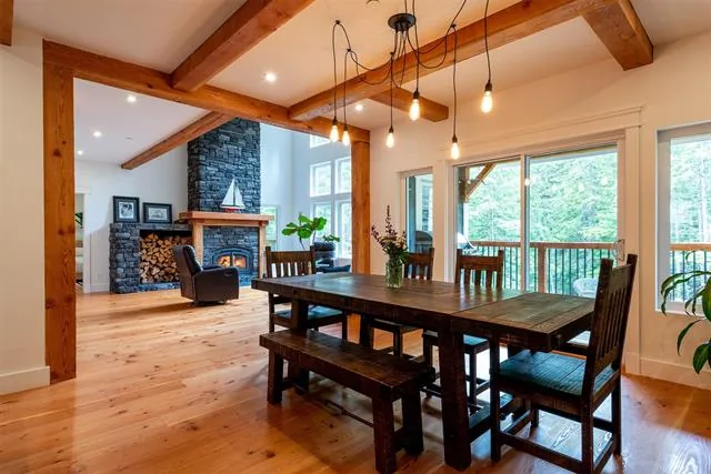 Timber framing detail at the Whistler mountain home