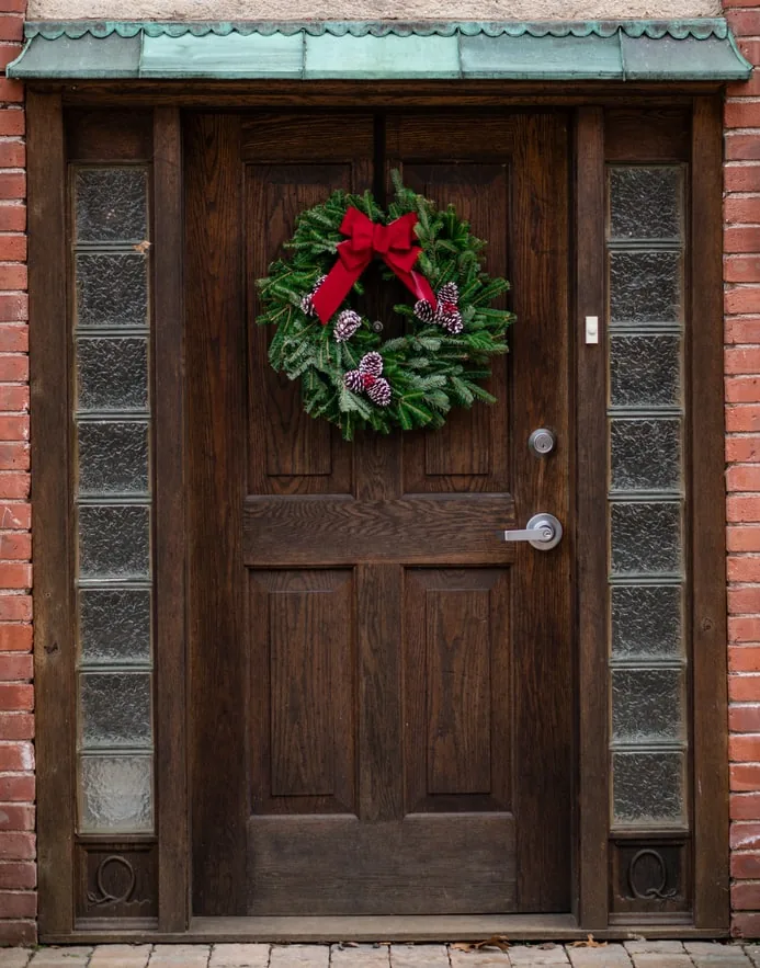 A wood exterior door