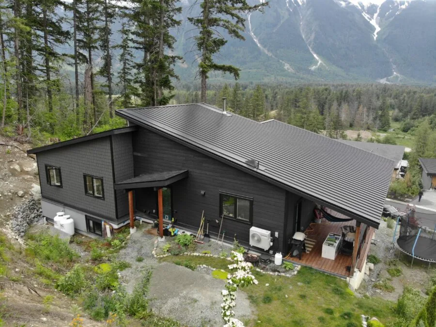 Deck and covered porch on the interior BC mountain home