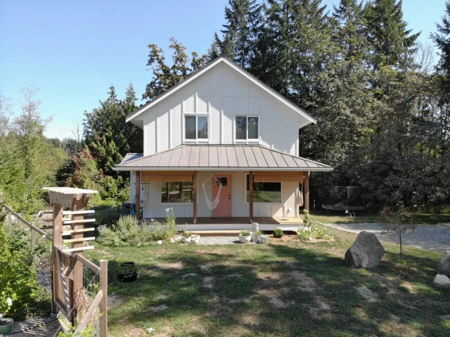 The family farmhouse seen across the property