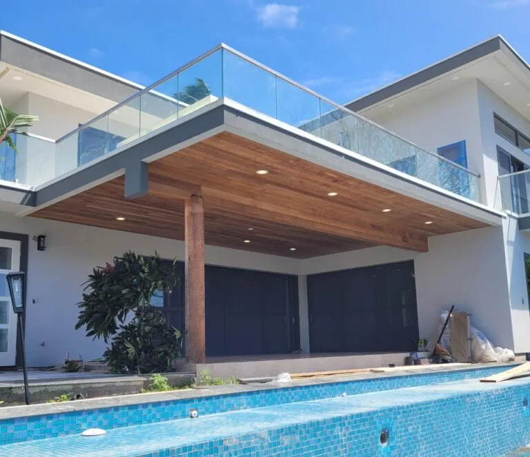 Prefab kit home with swimming pool