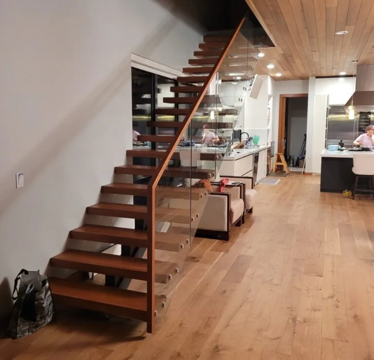 Staircase connecting the home's two floors