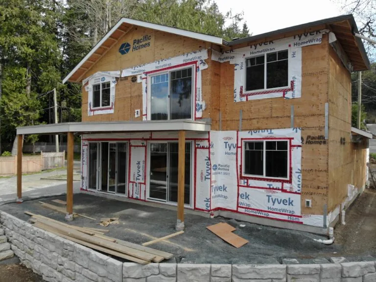 Up close view of the custom home