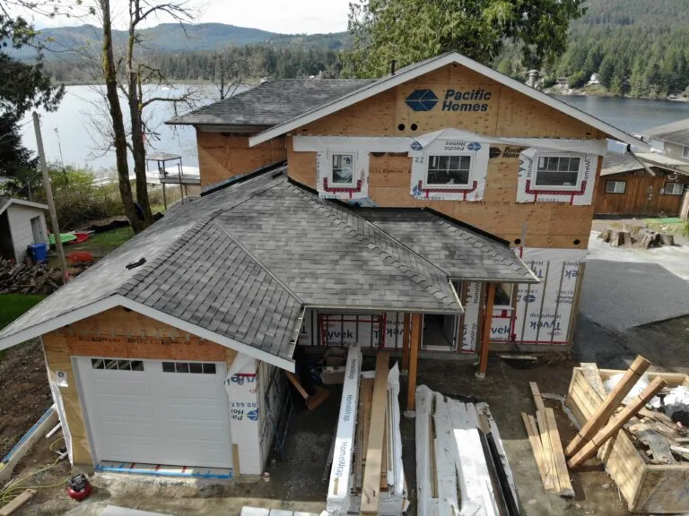 Garage and entryway of the luxurious lakefront home