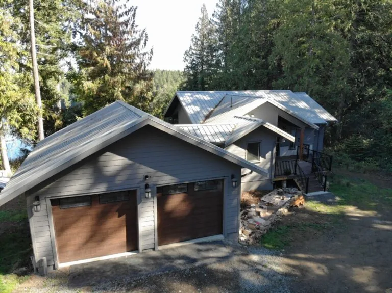 The garage of the custom home in Canada