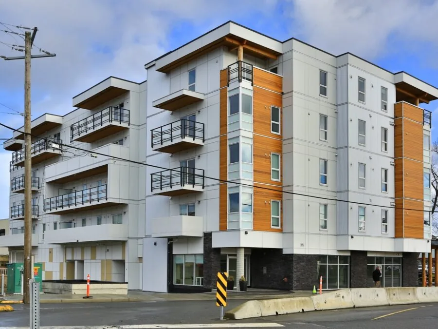 A Pacific Homes prefabricated commercial building package being assembled on site