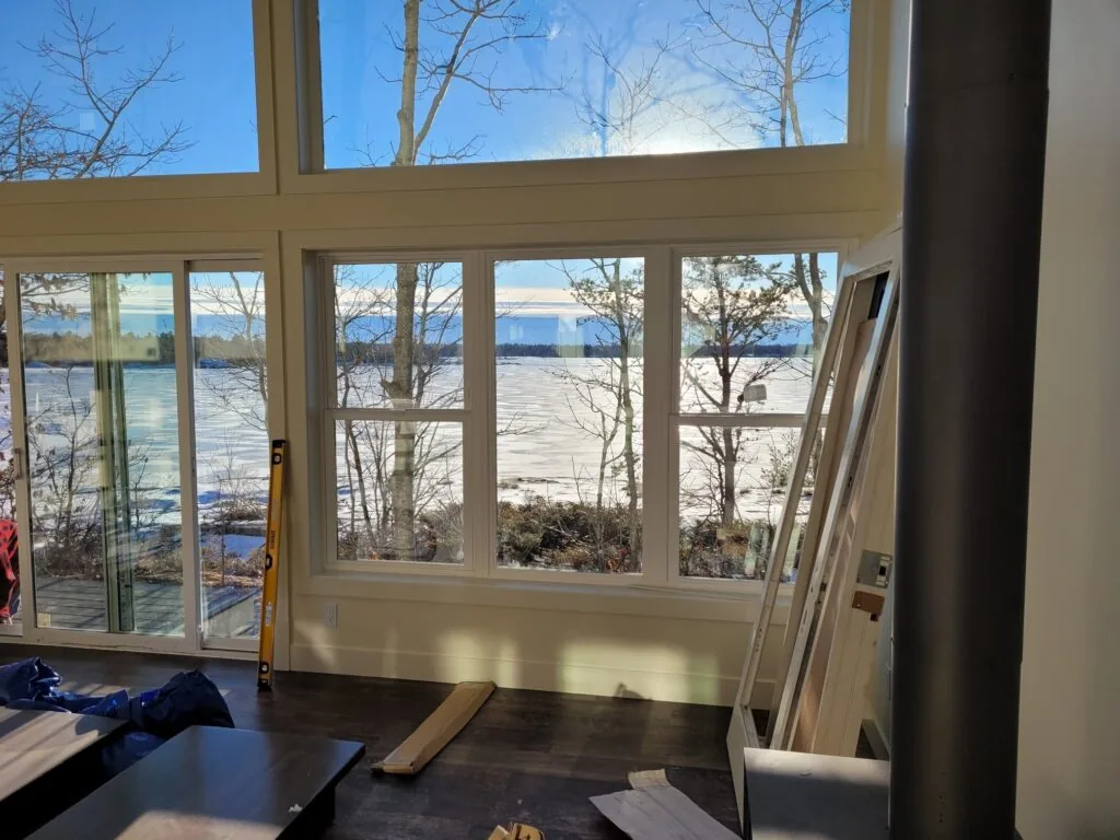 Sunny view from the great room of this dream cottage in Ontario