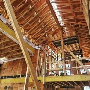 Roof trusses above the main floor's great room